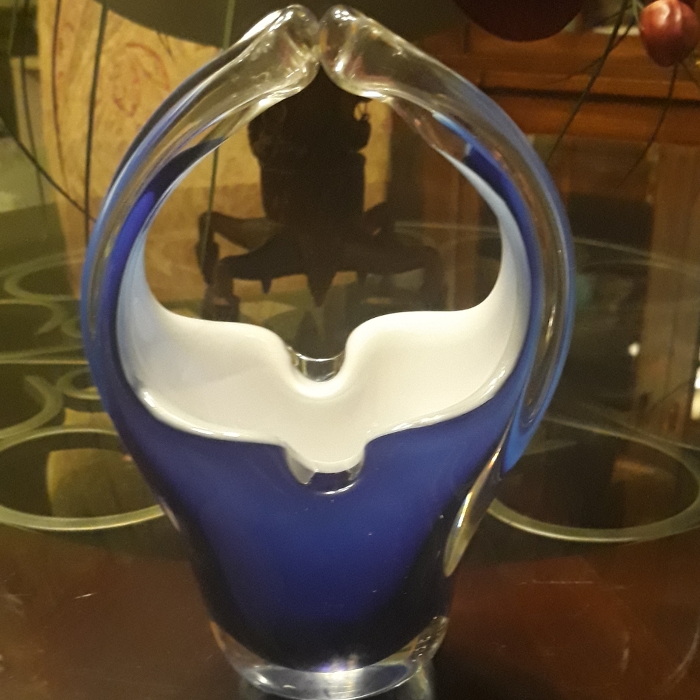 Blue and White Art Glass Vase